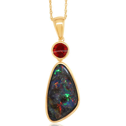14K Yellow Gold Australian Boulder Opal/Fire Opal Pendant 14K Yellow Gold Australian Boulder Opal/Fire Opal Pendant