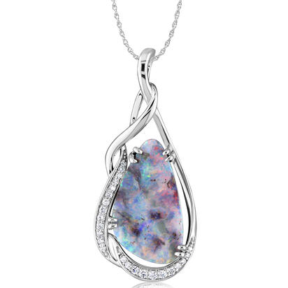 18K White Gold Boulder Opal/Diamond Pendant 18K White Gold Boulder Opal/Diamond Pendant