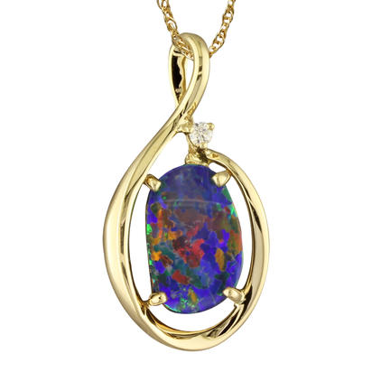 14K White Gold Australian Opal/Diamond Pendant 14K White Gold Australian Opal/Diamond Pendant