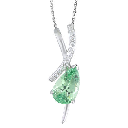 18K White Gold Mint Garnet/Diamond Pendant 18K White Gold Mint Garnet/Diamond Pendant