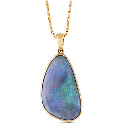 14K Yellow Gold Australian Black Opal Pendant 14K Yellow Gold Australian Black Opal Pendant