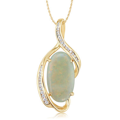 14K Yellow Gold Australian Opal/Diamond Pendant 14K Yellow Gold Australian Opal/Diamond Pendant