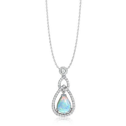 18K White Gold Australian Opal/Diamond Pendant 18K White Gold Australian Opal/Diamond Pendant