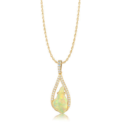 14K Yellow Gold Australian Opal/Diamond Pendant 14K Yellow Gold Australian Opal/Diamond Pendant