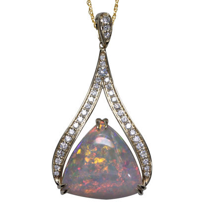 14K White Gold Australian Opal/Diamond Pendant 14K White Gold Australian Opal/Diamond Pendant