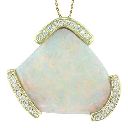 18K Yellow Gold Australian Opal/Diamond Pendant 18K Yellow Gold Australian Opal/Diamond Pendant