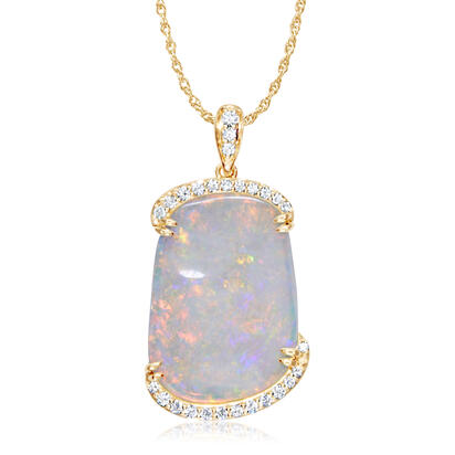 14K White Gold Australian Opal/Diamond Pendant 14K White Gold Australian Opal/Diamond Pendant