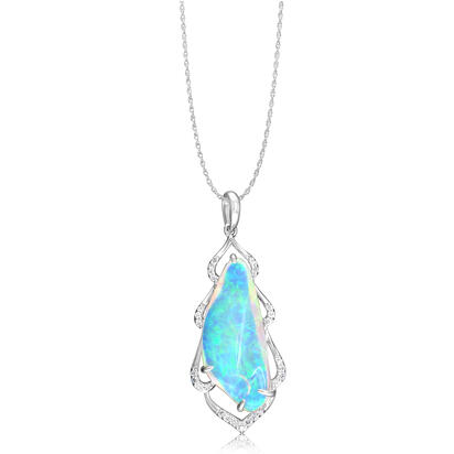 18K White Gold Australian Opal/Diamond Pendant 18K White Gold Australian Opal/Diamond Pendant