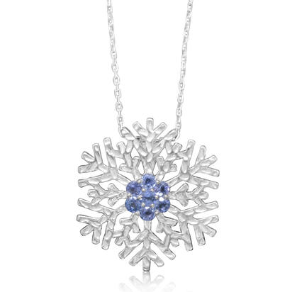 14K White Gold Yogo Sapphire Snowflake Pendant 14K White Gold Yogo Sapphire Snowflake Pendant