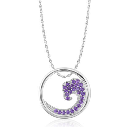 Sterling Silver Nature Amethyst Wave 20mm Pendant Sterling Silver Nature Amethyst Wave 20mm Pendant