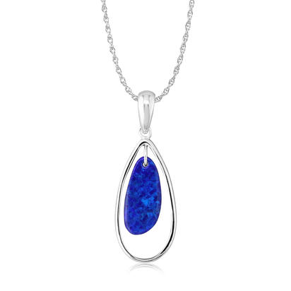 14K White Gold Australian Opal Doublet Pendant 14K White Gold Australian Opal Doublet Pendant