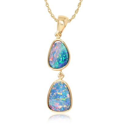 14K Yellow Gold Australian Opal Doublet (2-Stone) Pendant 14K Yellow Gold Australian Opal Doublet (2-Stone) Pendant
