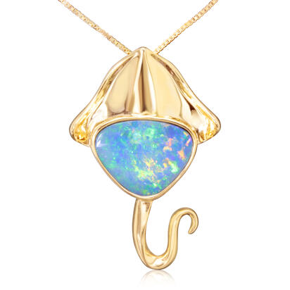 14K Yellow Gold Australian Opal Doublet Stingray Pendant 14K Yellow Gold Australian Opal Doublet Stingray Pendant