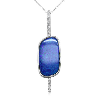 14K White Gold Australian Opal/Diamond Pendant 14K White Gold Australian Opal/Diamond Pendant