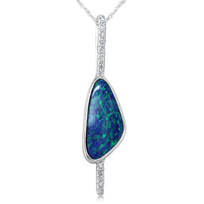 14K White Gold Australian Opal/Diamond Pendant 14K White Gold Australian Opal/Diamond Pendant