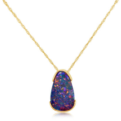 14K Yellow Gold Australian Opal Doublet Pendant 14K Yellow Gold Australian Opal Doublet Pendant