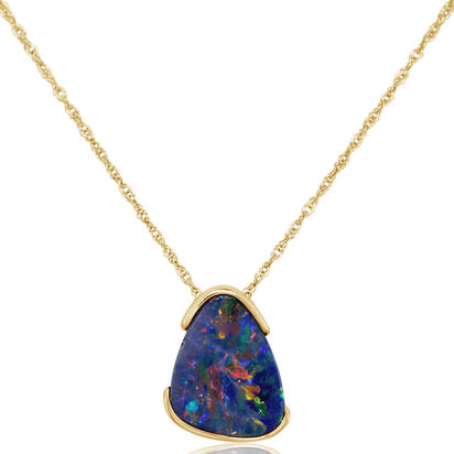 14K Yellow Gold Australian Opal Doublet Pendant 14K Yellow Gold Australian Opal Doublet Pendant
