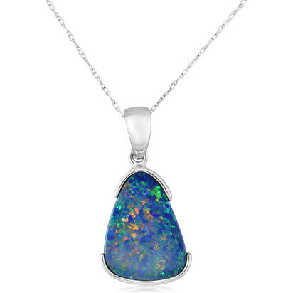 14K White Gold Australian Opal Doublet Pendant 14K White Gold Australian Opal Doublet Pendant