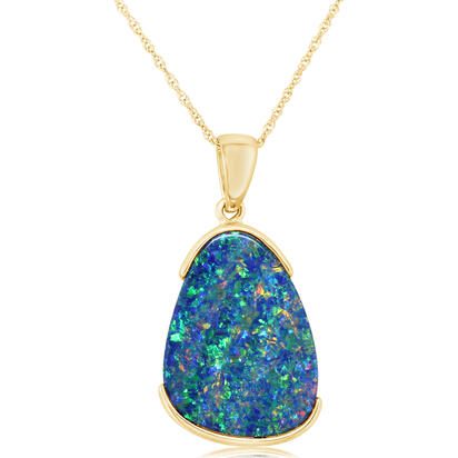 14K Yellow Gold Australian Opal Doublet Pendant 14K Yellow Gold Australian Opal Doublet Pendant