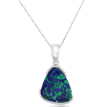 14K White Gold Australian Opal Doublet Pendant 14K White Gold Australian Opal Doublet Pendant
