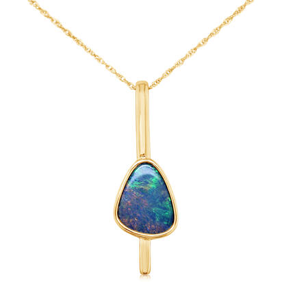 14K White Gold Australian Opal Doublet Pendant 14K White Gold Australian Opal Doublet Pendant