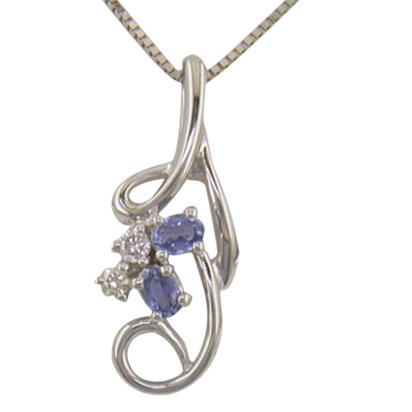 14K White Gold Yogo Sapphire/Diamond Pendant 14K White Gold Yogo Sapphire/Diamond Pendant