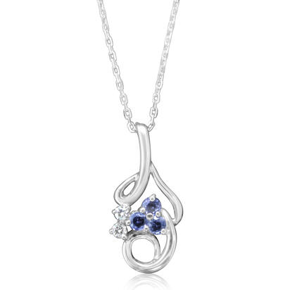14K White Gold Yogo Sapphire/Diamond Pendant 14K White Gold Yogo Sapphire/Diamond Pendant