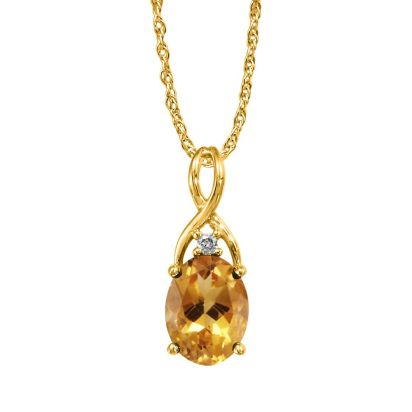 14K Yellow Gold Citrine/Diamond Pendant 14K Yellow Gold Citrine/Diamond Pendant