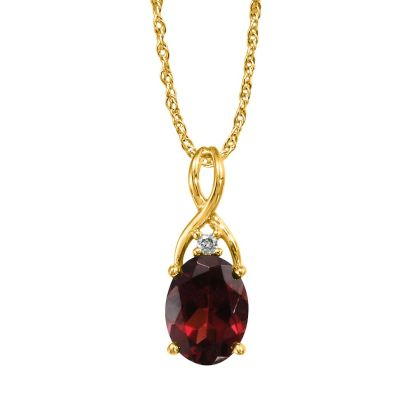 14K Yellow Gold Garnet/Diamond Pendant 14K Yellow Gold Garnet/Diamond Pendant
