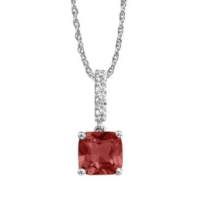 14K White Gold Garnet/Diamond Pendant 14K White Gold Garnet/Diamond Pendant
