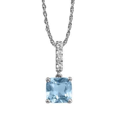 14K White Gold Aquamarine/Diamond Pendant 14K White Gold Aquamarine/Diamond Pendant