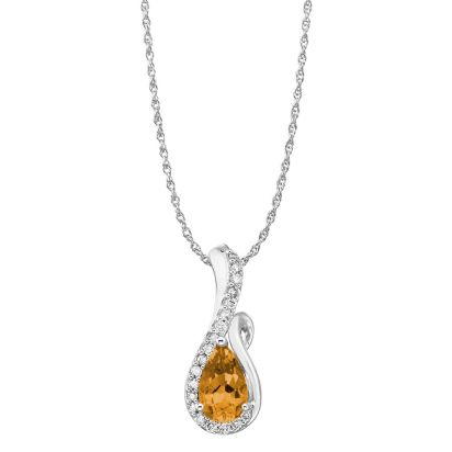 14K White Gold Citrine/Diamond Pendant (with Chain) 14K White Gold Citrine/Diamond Pendant (with Chain)