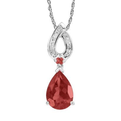 14K White Gold Fire Opal/Diamond Pendant 14K White Gold Fire Opal/Diamond Pendant