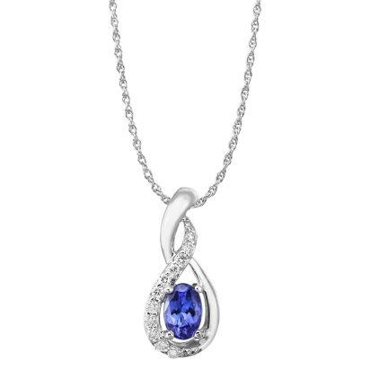 14K White Gold Tanzanite/Diamond Pendant (With Chain) 14K White Gold Tanzanite/Diamond Pendant (With Chain)