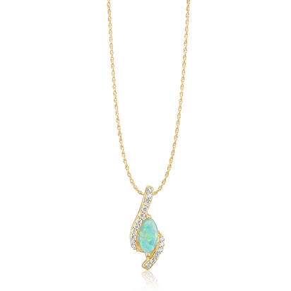 14K Yellow Gold Australian Opal/Diamond Pendant 14K Yellow Gold Australian Opal/Diamond Pendant