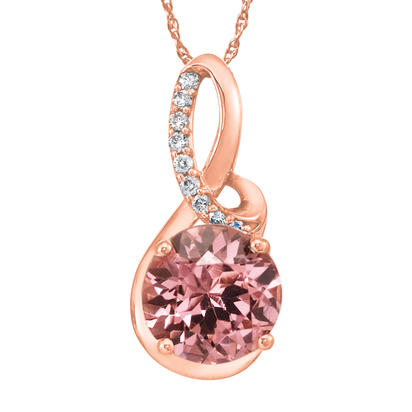 14K Rose Gold Lotus Garnet/Diamond Pendant 14K Rose Gold Lotus Garnet/Diamond Pendant