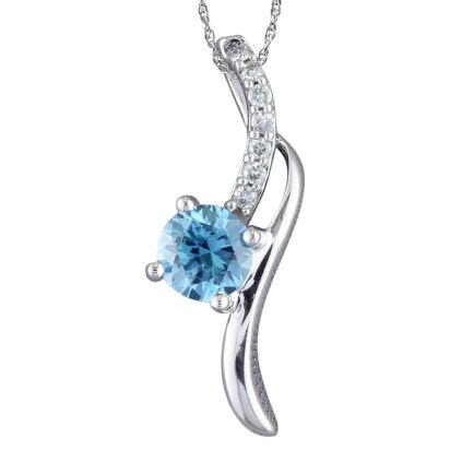14K White Gold Blue Sapphire/Diamond Pendant 14K White Gold Blue Sapphire/Diamond Pendant