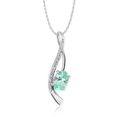 14K White Gold Mint Garnet/Diamond Pendant 14K White Gold Mint Garnet/Diamond Pendant