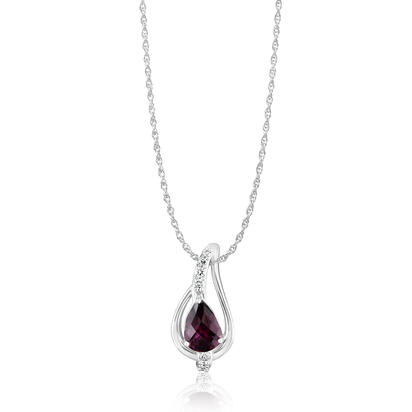 14K White Gold Rhodolite/Diamond Pendant 14K White Gold Rhodolite/Diamond Pendant
