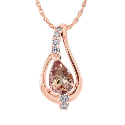 14K Rose Gold Lotus Garnet/Diamond Pendant 14K Rose Gold Lotus Garnet/Diamond Pendant