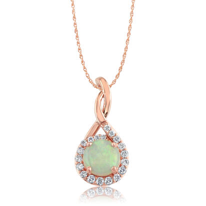 14K Rose Gold Australian Opal/Diamond Pendant 14K Rose Gold Australian Opal/Diamond Pendant