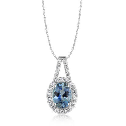14K White Gold Aquamarine/Diamond Pendant 14K White Gold Aquamarine/Diamond Pendant