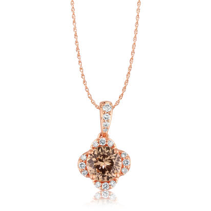 14K Rose Gold Lotus Garnet/Diamond Pendant 14K Rose Gold Lotus Garnet/Diamond Pendant