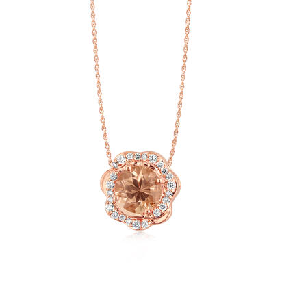 14K Rose Gold Lotus Garnet/Diamond Pendant 14K Rose Gold Lotus Garnet/Diamond Pendant