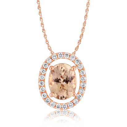 14K Rose Gold 8x6 Oval Lotus Garnet/Diamond Pendant Set with Chain 14K Rose Gold 8x6 Oval Lotus Garnet/Diamond Pendant Set with Chain