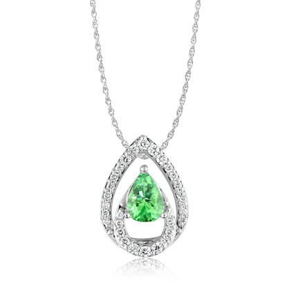 14K White Gold Mint Garnet/Diamond Pendant 14K White Gold Mint Garnet/Diamond Pendant