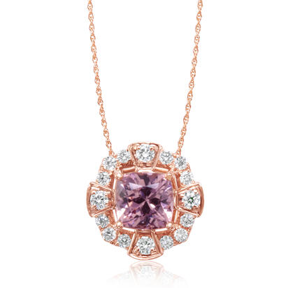 14K Rose Gold Lotus Garnet/Diamond Pendant 14K Rose Gold Lotus Garnet/Diamond Pendant