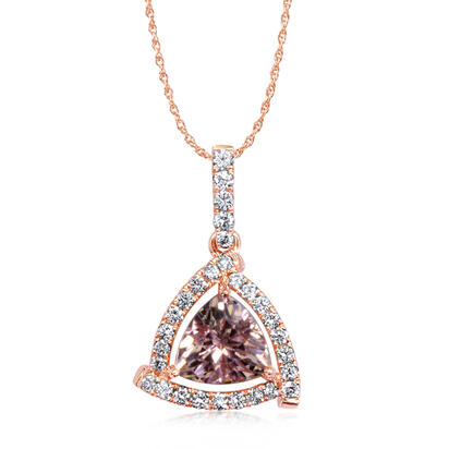 14K Rose Gold Lotus Garnet/Diamond Pendant 14K Rose Gold Lotus Garnet/Diamond Pendant