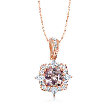 14K Rose Gold Lotus Garnet/Diamond Pendant 14K Rose Gold Lotus Garnet/Diamond Pendant