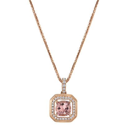 14K Rose Gold Lotus Garnet/Diamond Pendant 14K Rose Gold Lotus Garnet/Diamond Pendant